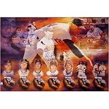 Nolan Ryan Texas Rangers Autographed Lithograph With 7 Catchers Signatures