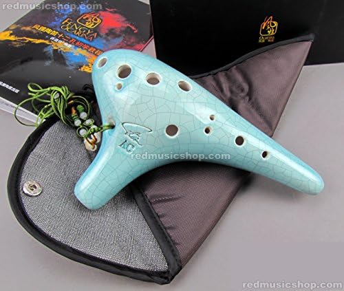Fengya 12 Hole Ocarina Ceramic Flute, for Professional, Alto C, Blue