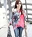 DaySeventh Womens Batwing Dolman Sleeve Shirt Chiffon Flowers Tops Blouse