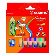STABILO woody 3 in 1 6er Etui mit Spitzer - Multitalent-Stift (aquarellisierbarer Buntstift)e