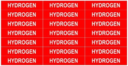 HYDROGEN ____Gas Pipe Tubing Labels__ <PACKAGE OF 42 LABELS> 3/8" Height, 2" Width, White Letters on Red Background, TEMPO GAS SYSTEMS High-visibility, Industry-standard Information and Safety Labels