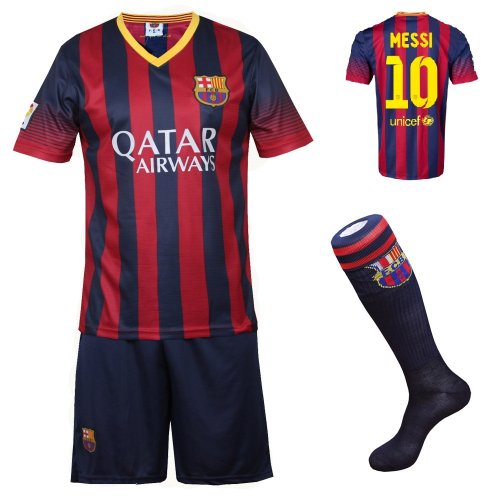 2013/2014 FC Barcelona Home Messi #10 Football Soccer Kids Jersey with FREE Shorts & Socks Set