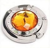 DELUXE Taschenhalter - mit Glaskristall in GELB / ORANGE - und klaren Strass-Steinen - Crystal mit Strassrand - mit magnetischer Gliederhalterung - Taschenhaken & Handtaschenhalter - f�r Frau, Freundin, Mutter und Tochter - Tolle Geschenkidee!!!