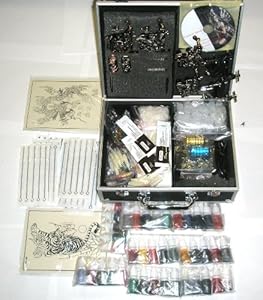 Professional 6 Guns Tattoo Kit LCD Digital Power Supply Needles 40 Colors 10ml Inks (G7)