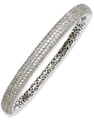 Sterling Silver Rhodium Plated with CZ Bangle