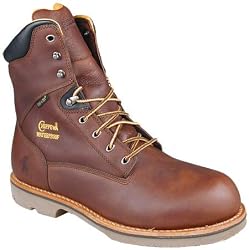 Chippewa Mens 8 Inch Steel Toe Boots Waterproof Insulated Boots Brown Boots