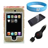Ipod Touch 2nd and 3rd generation Rhinestones Pearl Heart Back Cover + Screen Protector + Retractable Car Charger + Wristband