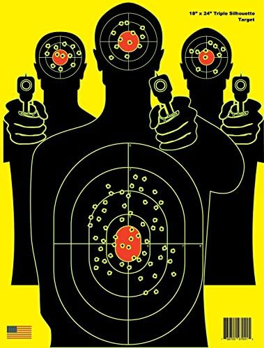 HUGE! 10 Pack + 2 Pack(gift)- 18"x 24" Triple Silhouette Greenpointselect Target - Instantly See Your Shots Burst Bright Florescent Yellow Upon Impact!