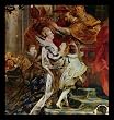 Peter Paul Rubens (Paintings cycle for Maria de 'Medici, Queen of France, scene: Coronation Maria de' Medici in St. Denis in Paris, detail) Black Wood-Mounted Art Poster Print - 11" X 17"
