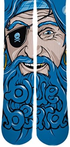 Dopesox Mens Blue Beared Pirate Sublimated Socks One Size (6-12) White