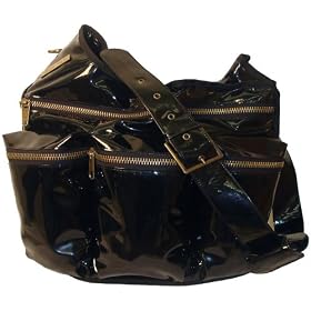 Patent Leather Diva Diaper Bag in Black