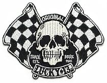 Lucky 13 Vintage Flags Embroidered Patch Iron-On Hot Rod