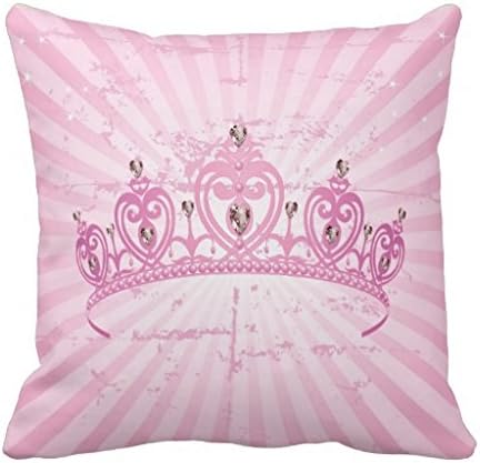 Pink Princess Crown Tiara Jewel Couch Throw Pillow Case