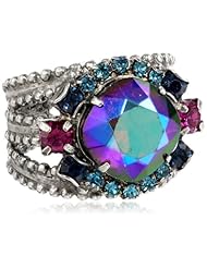 Sorrelli "Northern Lights" Wide Band Cushion Cut Silver-Tone Adjustable Ring