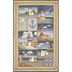 Sea Isle Area Rug, 7'9x9'9OVAL, BLUE by Home Decorators Collection