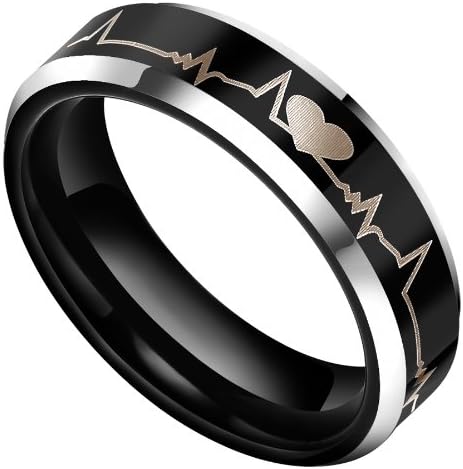 Matching Black Tungsten Carbide Rings for His and Hers Men Women Forever Love Laser Engraved Flat Top Polised Finished Comfort Fit Wedding Band 6mm (Women's Ring 6mm, 9)
