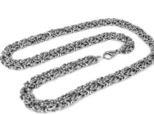 Stainless Steel Round Byzantine Chain Men Necklace 8mm