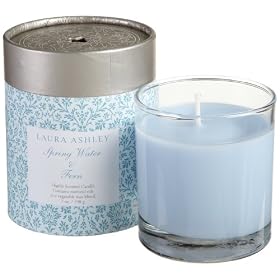 Laura Ashley 7-Ounce Candle In Cylinder Gift Box, Spring Water and Fern
