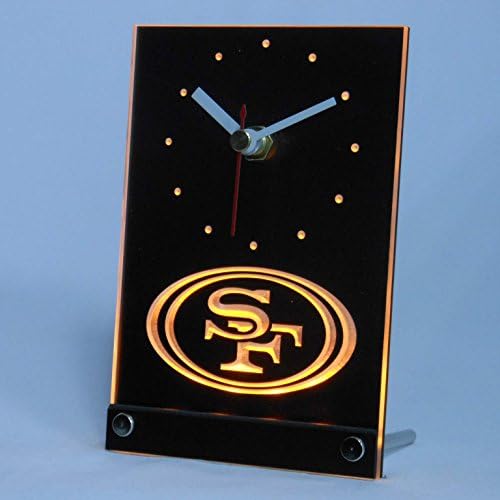 NFL Sign Football Sports Fan Best Design Exclusive Colorful Table Desk 3D LED Neon Clock night light All stars Teams Logos Style Gold Yellow Color (49ers Football Sports Team Flag Logo)