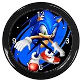 Black Wall Clock of Sonic the Hedgehog on Blue Swirl