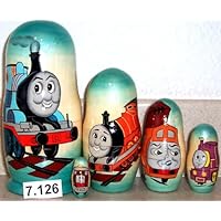 Thomas the Tank * Russian Nesting doll * 5 pc / 6-7 in * 7.126