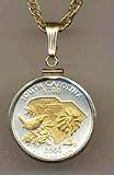South Carolina Two Tone Plain Edge Statehood Quarter with 18 Rope Necklace