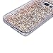 Galaxy S7 Edge Case, Galaxy S7 Edge Liquid Glitter Case,PHEZEN 3D Creative Design Shiny Quicksand Flowing Bling Glitter Sparkle Heart Clear Hard Case for Samsung Galaxy S7 Edge - Gold Diamonds