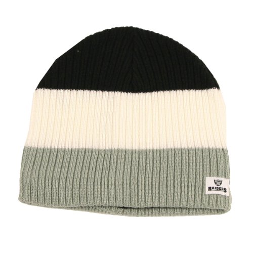 Oakland Raiders Wide Stripe Knit Beanie