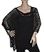 Van Klee Popcorn Knit Long Poncho Wrap (Black)