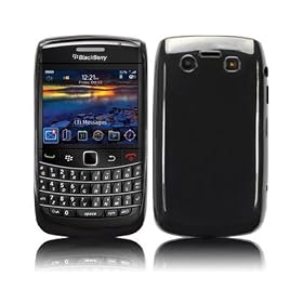 Solid Gloss Black Hybrid XYLO-GEL Skin / Case / Shell for the BlackBerry BOLD 9700 (aka Onyx) Mobile Phone.