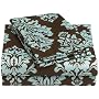 Regency Collection 310 Thread-Count Havana Floral Queen Sheet Set, Blue/Chocolate