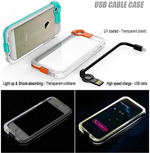 Feceir® Flashing LED Case with High Speed USB Charger Cable, Creative LED Light up Incoming Call Flash Cover for iPhone 6 Plus /6S Plus (5.5'') (Black)