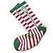 ChalkTalkSPORTS Athletic Half Cushioned Lacrosse Crew Socks | Mid Calf | Christmas Lax Stripes | Red & White
