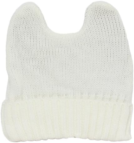 Cute Adventure Ears Rib Knit Beanie - White