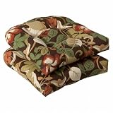 Pillow Perfect Outdoor Brown/Green Tropical Wicker Seat Cushions, 2-Pack