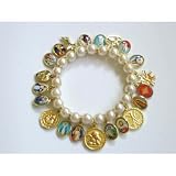 Religious 21 Medals with Pearls Bracelet