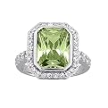 Sterling Silver Vintage Peridot Cubic Zirconia Ring - Size 7