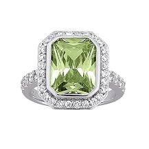 Sterling Silver Vintage Peridot Cubic Zirconia Ring