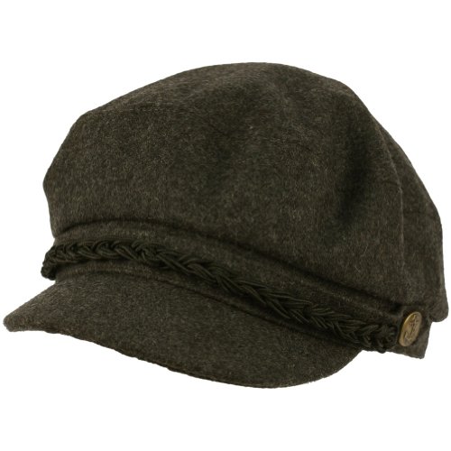Men's Greek Fisherman Winter Wool Blend Cabby Driver Hat Flat Cap Charcoal Gray L/XL