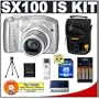 Canon PowerShot SX100IS 8MP Digital Camera with 10x Optical Image Stabilized Zoom (Silver) + Transcend 4GB SecureDigital (SDHC) Memory Card + USB Card Reader + NiMH Rapid Charger & High-Capacity Rechargeable Batteries + Padded Camera Case