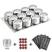 12 Magnetic Spice Tins,Stainless Steel Spice Jar Containers With Wall Mounted Spice Jars Organizer,New Magnetic Spice Jar,Includes 120 Labelling Stickers.