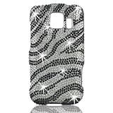 Talon Full Diamond Bling Snap on Hard Shell Protector Faceplate Cover Case for LG LS670 Optimus S / U / V (Zebra Black & White)