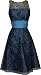 Rose Lace Over Satin Prom Dress Formal Cocktail Gown Junior Plus Size, Size: XL, Color: Black/Blue