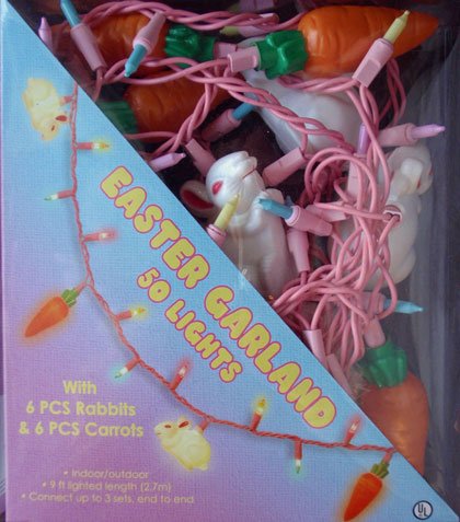 Darice Easter Garland String Lights - 50 Pastel Lights 6 RABBITS & 6 CARROTS
