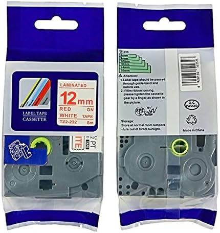 InkTonerBox TZe-232 TZe232 TZ-232 TZ232 2 Pack Red on White Replacement Label Tape Compatible with Brother P Touch Printers 12mm Width 8m Length