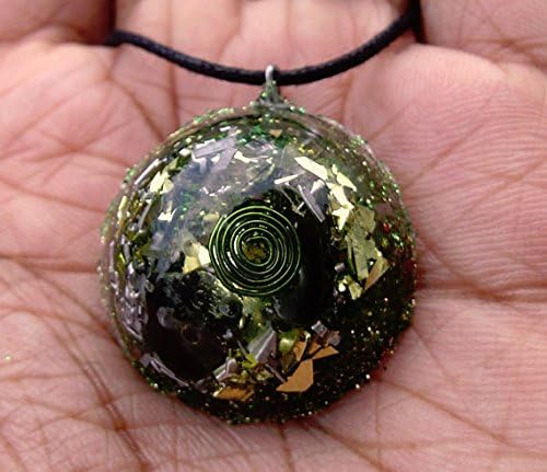Lime Green Orgone Blast - MINI Orgone Pendant - Clear Quartz, Black Obsidian, Aluminum, Glitter