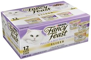 Fancy Feast Gourmet Cat Food Three Flavor Variety, Sliced, 12-Count (Pack of 2)