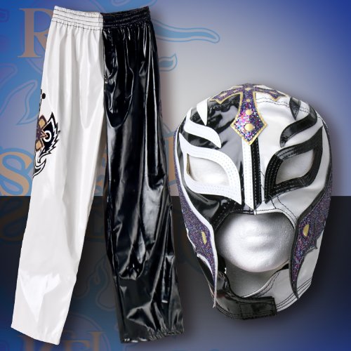 WWE Rey Mysterio Black & White Replica Kid Size Mask & Pants Combo Deal