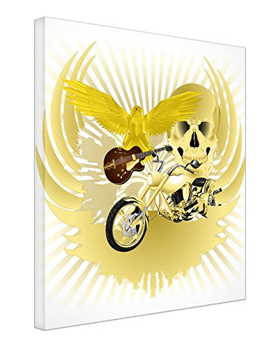 Modern Framed Rock n roll background and golden chopper Prints Art Oil Painting on Canvas Home Decoration Room Wall