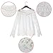 Chen Women White Sheer Sleeve Embroidery Top Blouse Lace Crochet Chiffon Shirt (14)